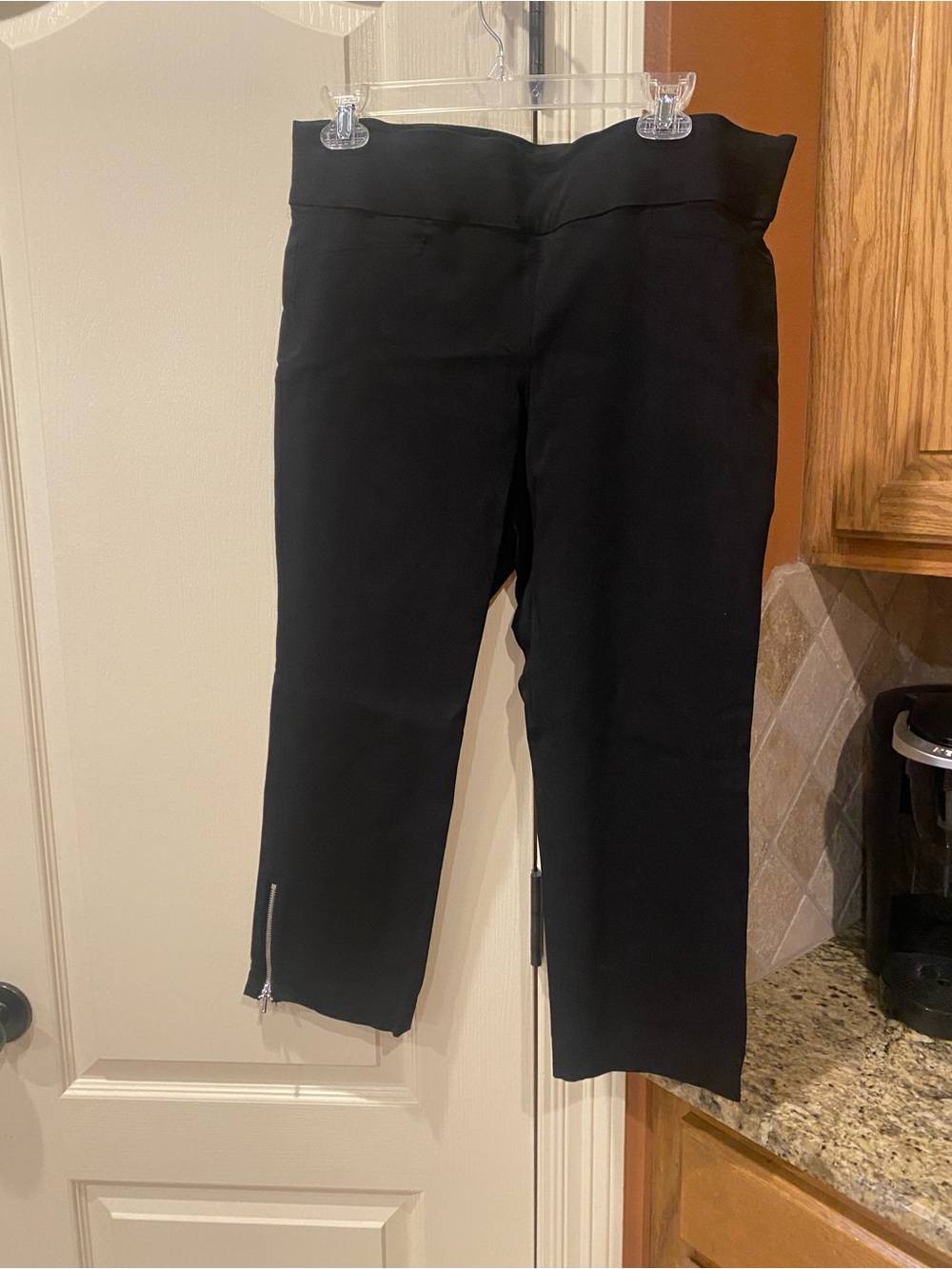 Black Cropped Zip-Hem Pants